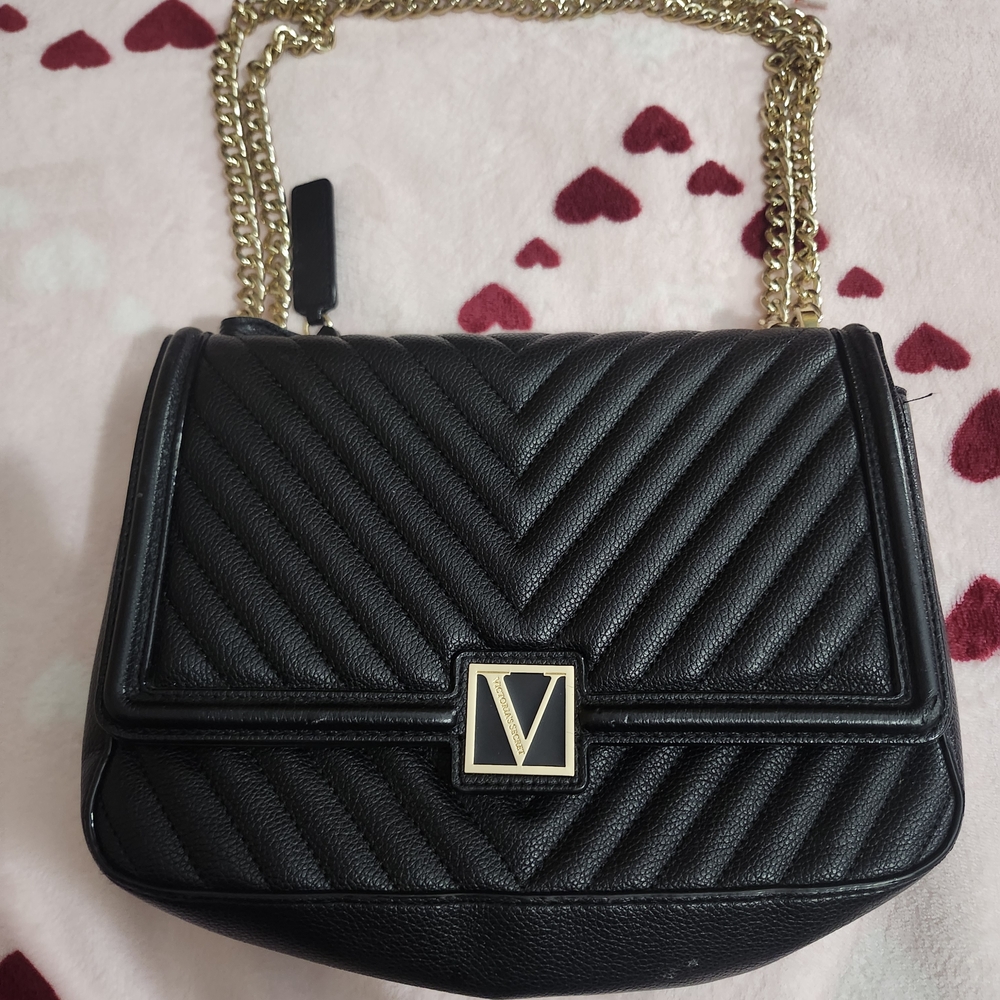Victoria's Secret Black Chevron Shoulder Bag